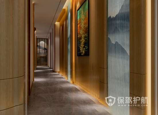 新中式风格美容院走廊装修效果图