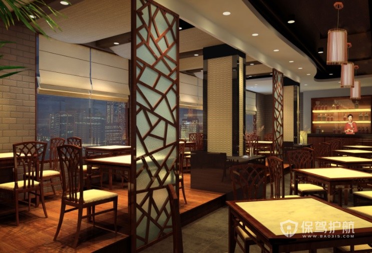 中式新古典餐厅装修效果图
