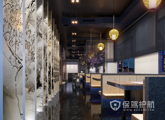 中式古典风格餐馆过道装修效果图