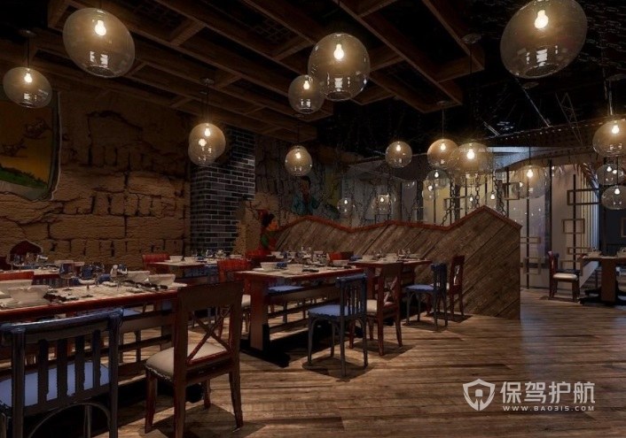 中式复古创意餐厅装修效果图