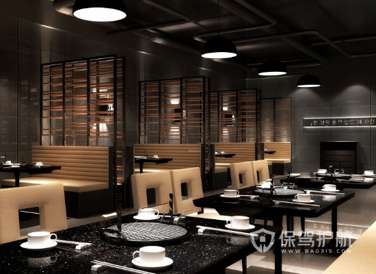 现代韩式风格饭馆桌椅设计效果图