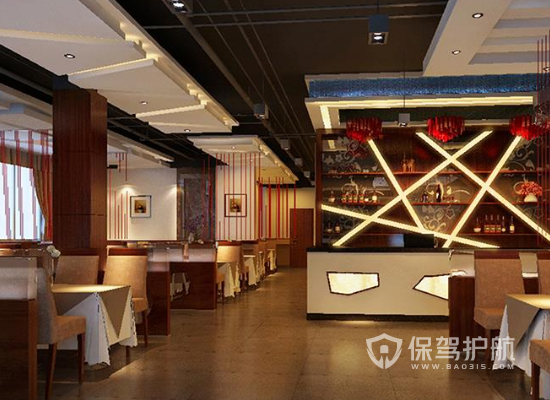 现代中式风格餐厅收银台装修效果图