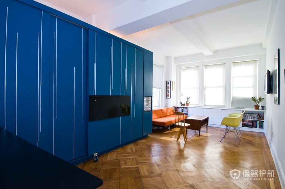 家装蓝色客厅搭配效果图-保驾护航装修网