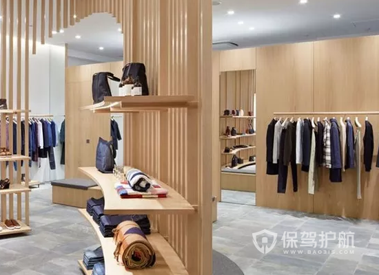 日式风格90平米服装店货架设计效果图