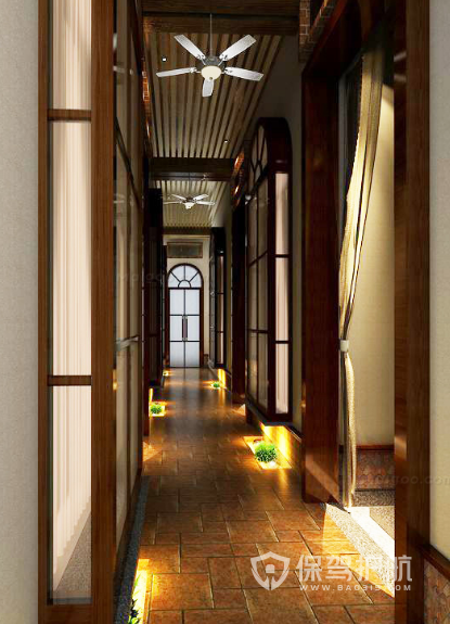 美式风格美容院走廊装修效果图