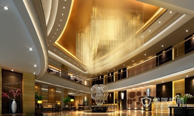 美式豪华创意酒店大厅装修效果图