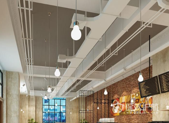 简约工业风格咖啡店吊顶装修效果图