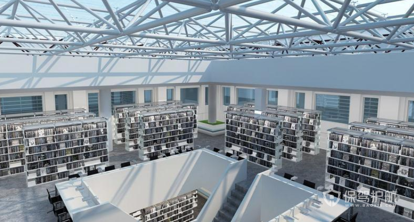 现代美式工业风创意图书馆装修效果图