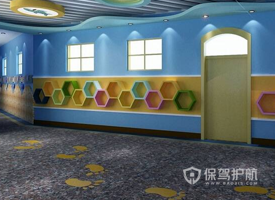 现代简约风格幼儿园走廊装修效果图