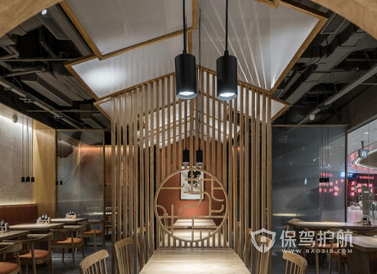 新中式风格小吃店吊顶装修效果图