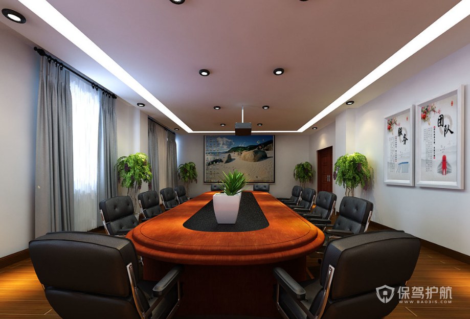 中式风格办公会议室装修效果图