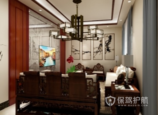 新中式风格菜馆客厅装修效果图