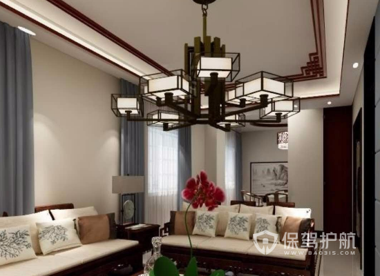 新中式风格菜馆吊顶设计效果图