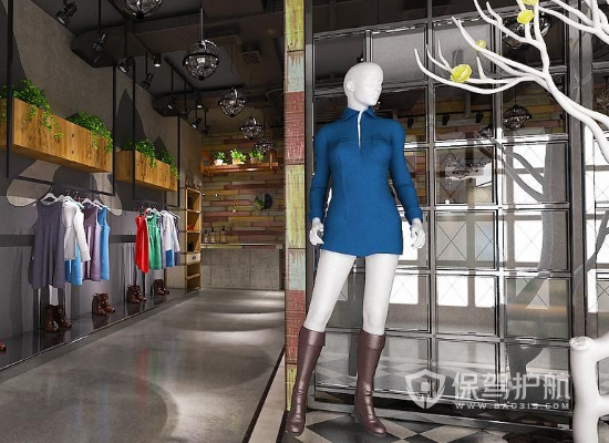 工业风格女装店橱窗设计效果图