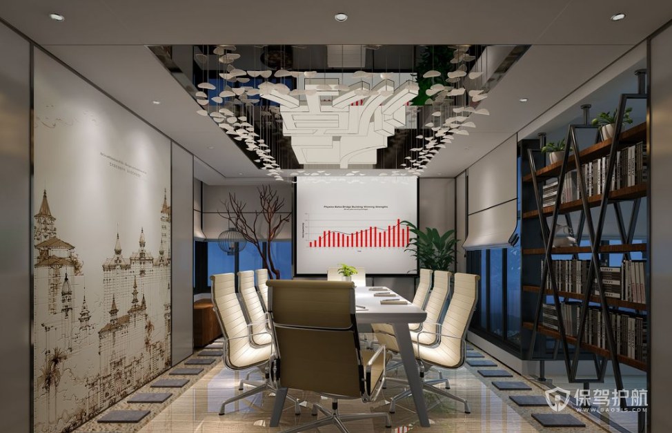 新中式混搭办公会议室装修效果图