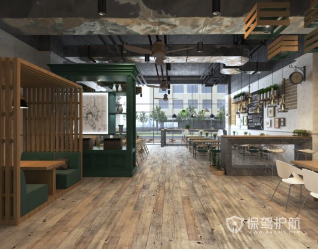 新古典古朴风咖啡厅地面装修效果图