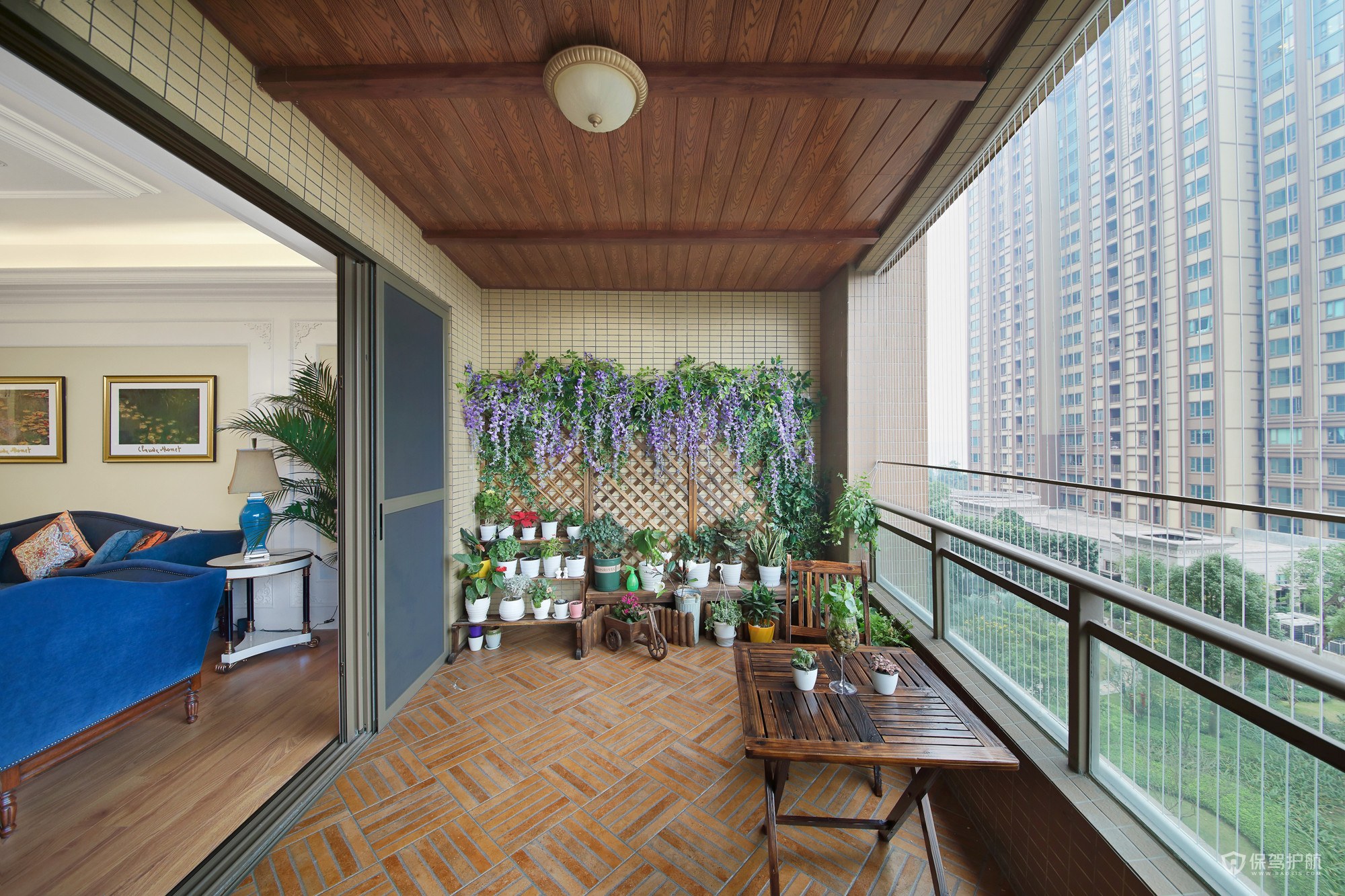 150平优雅古典风格三居室阳台吊顶装修效果图