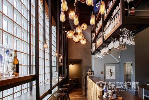 55平米工业风格咖啡馆吧台装修效果图