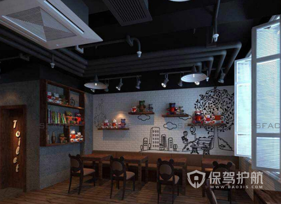 30平米小型工业风格咖啡馆装修效果图