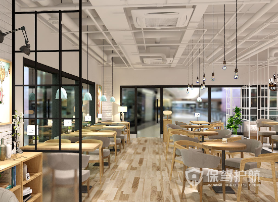 64平米简约工业风格咖啡馆装修效果图