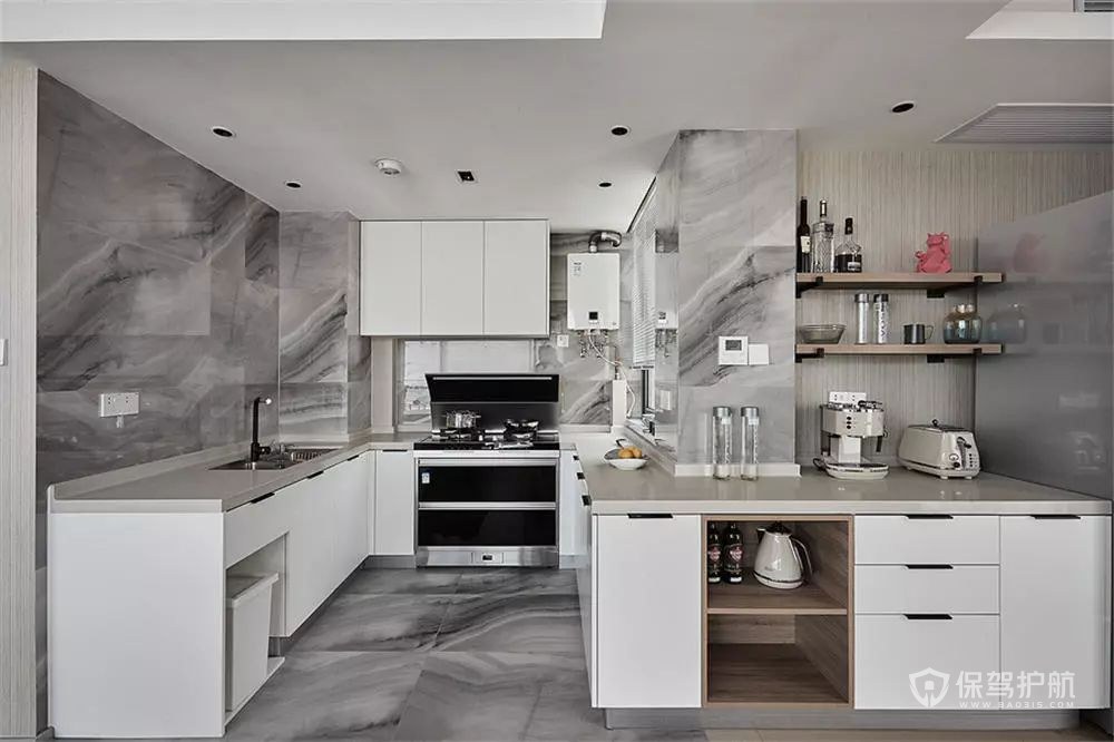 120平现代风二居室创意拐角厨房装修效果图