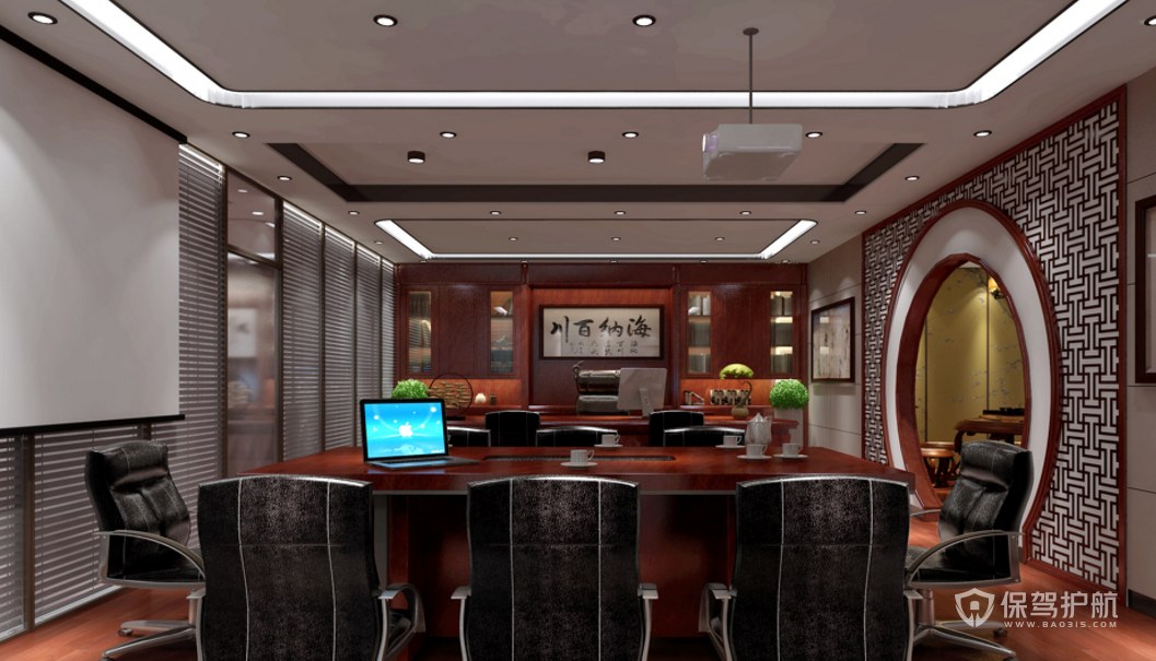 新中式办公会议室装修效果图