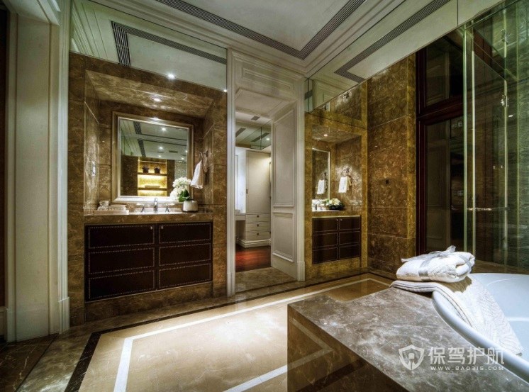 别墅现代欧式风豪华卫生间浴缸装修效果图