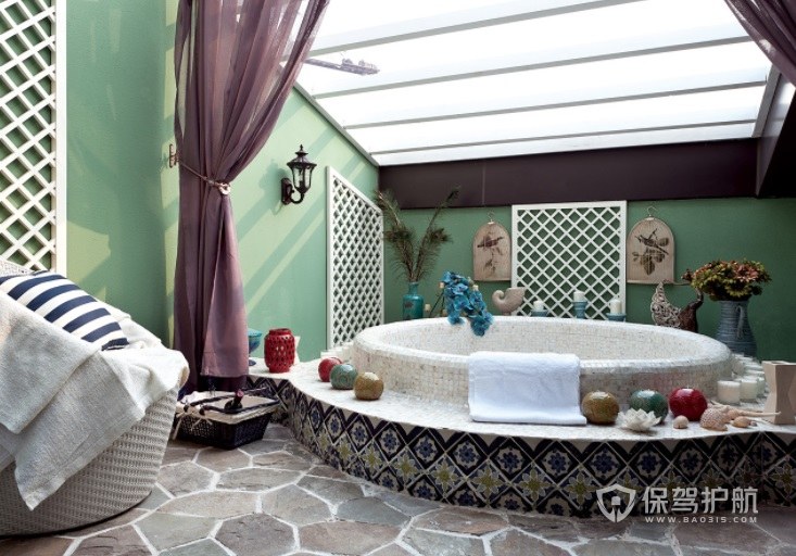 别墅豪华地中海风卫生间浴缸装修效果图