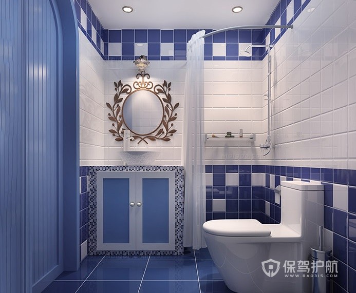 地中海轻奢风卫生间浴室镜装修效果图