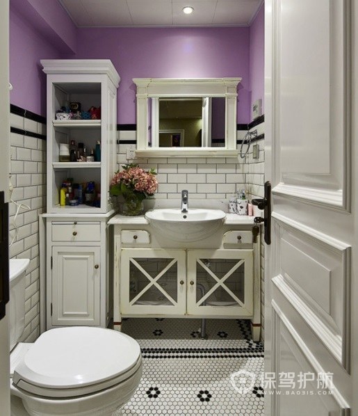 美式简约风卫生间定制浴室镜装修效果图