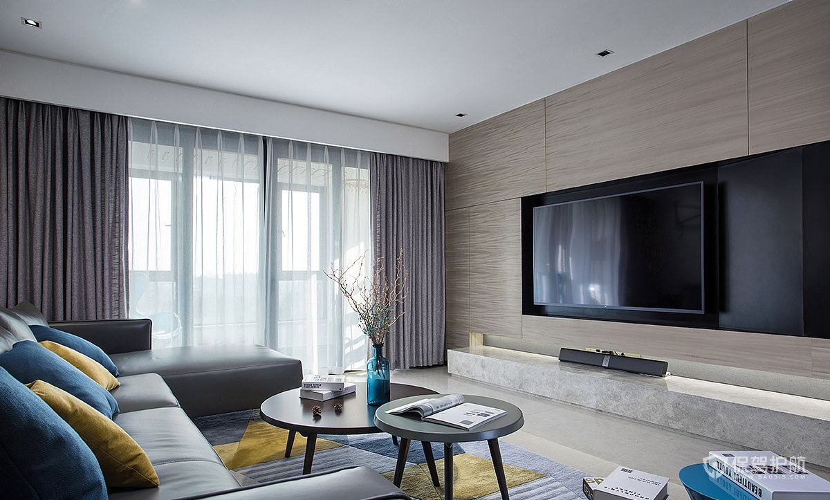 现代风格二居室客厅电视墙装修效果图