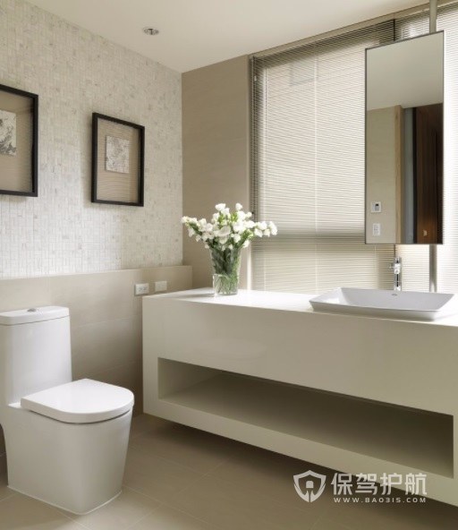 现代日式风卫生间创意浴室柜装修效果图
