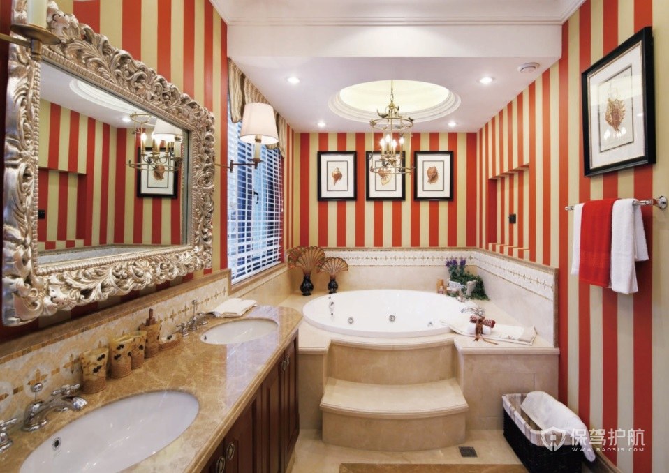 美式复古风创意豪华卫生间装饰画装修效果图