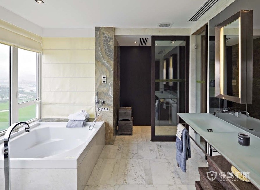 现代复古轻奢风卫生间浴室镜装修效果图