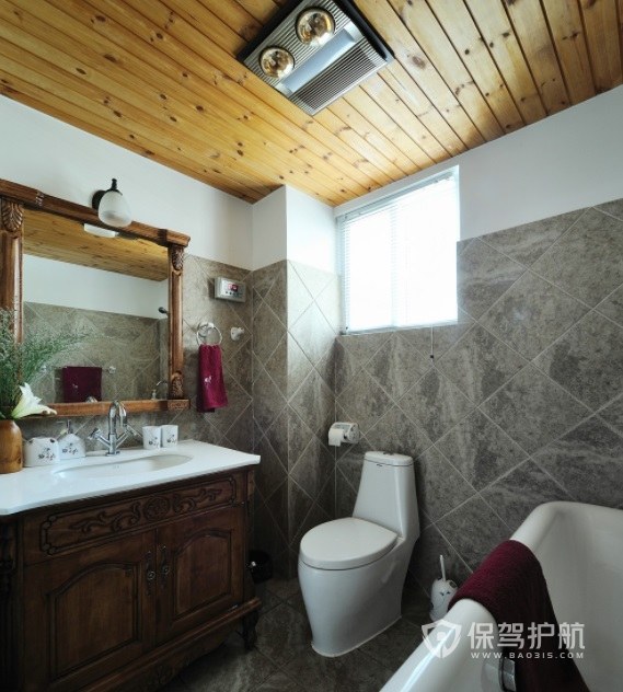 西班牙乡村复古风卫生间浴室柜装修效果图