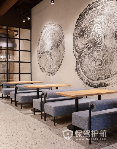 113平米日式风格蛋糕店墙面设计效果图