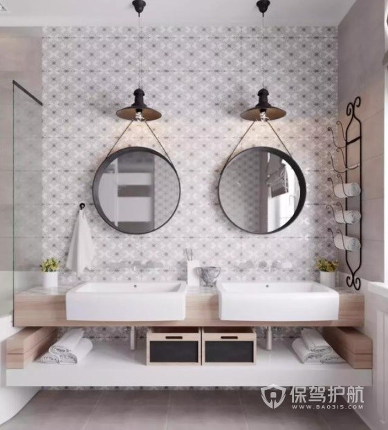 日式轻奢风卫生间创意浴室镜装修效果图