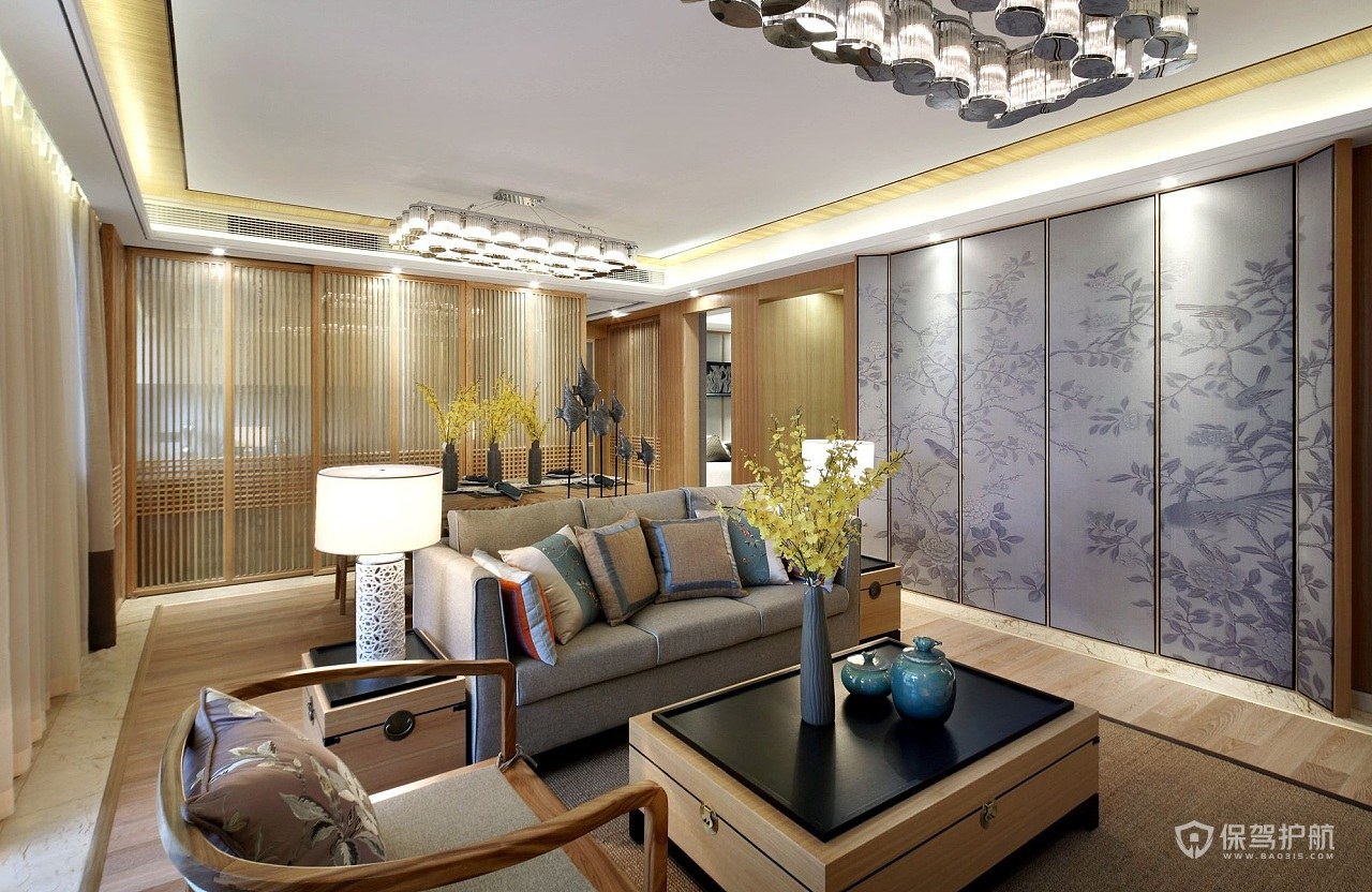150平新中式三居室客厅装修效果图