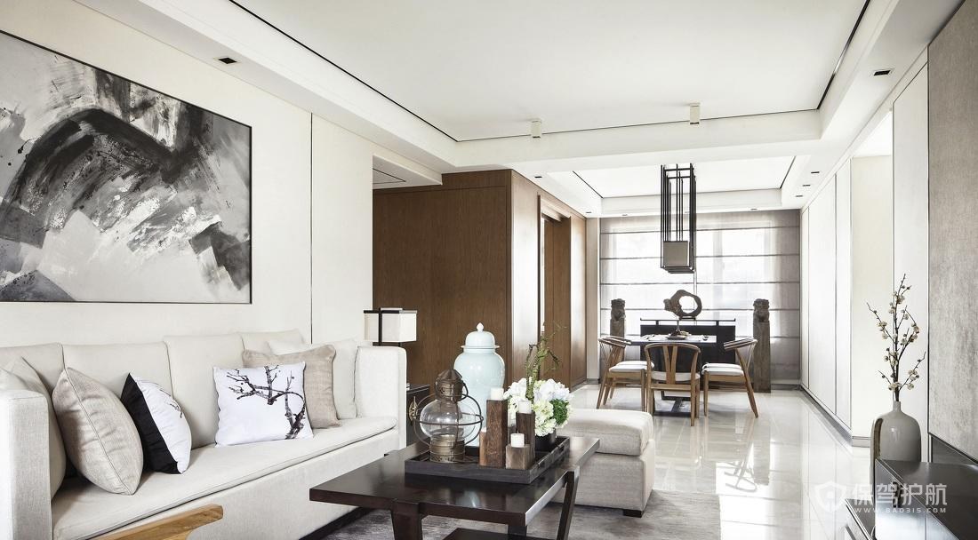 130平新中式三居室客厅装修效果图