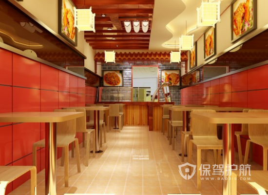 60平米中式风格快餐店装修效果图