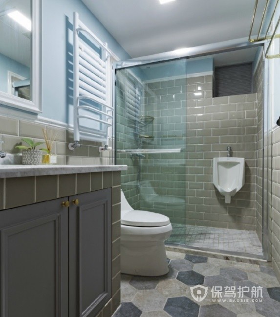 现代简约轻奢风卫生间雾霾紫浴室柜装修效果图