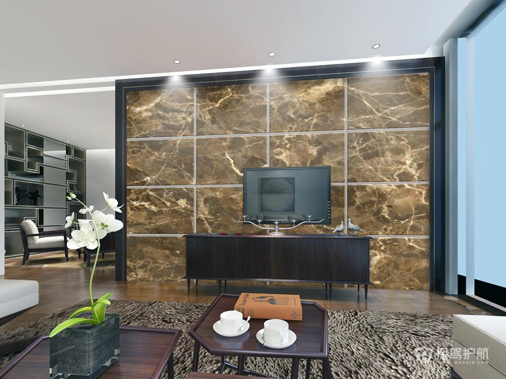 新古典客厅家装微晶石电视背景墙装修图片_别墅设计图