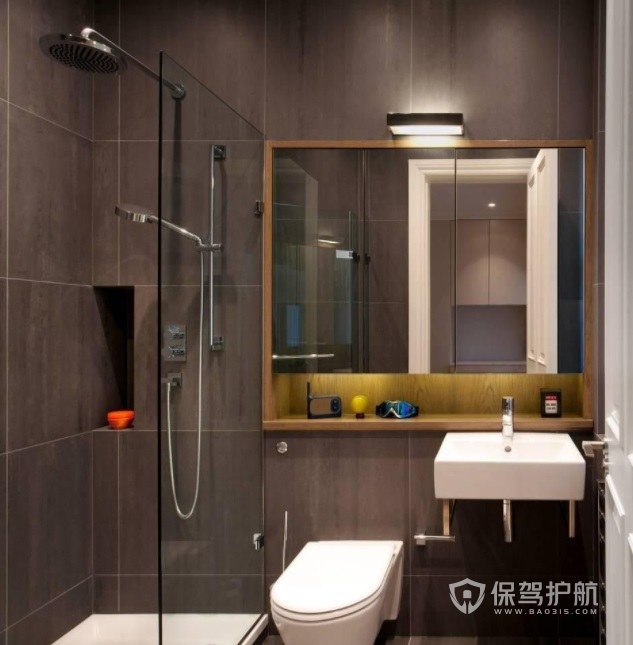 小户型简约风灰色系卫生间创意浴室镜装修效果图