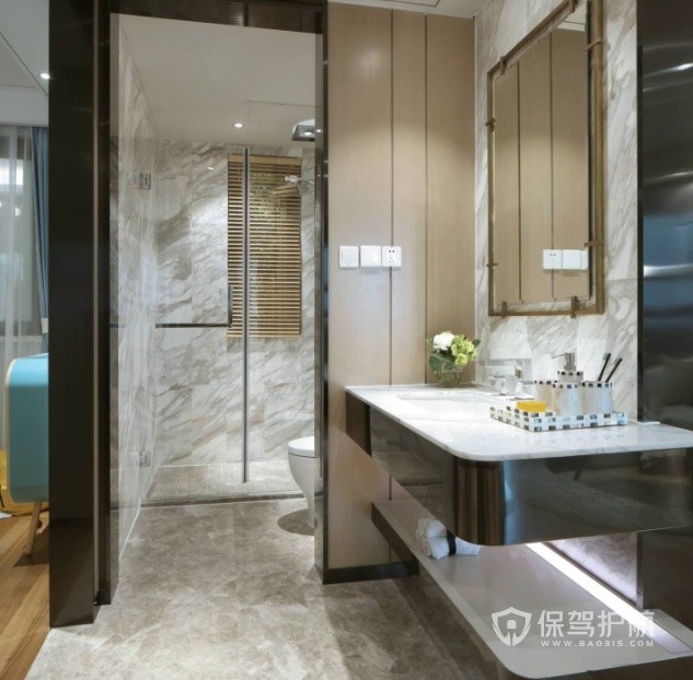 现代时尚高级卫生间创意浴室柜装修效果图