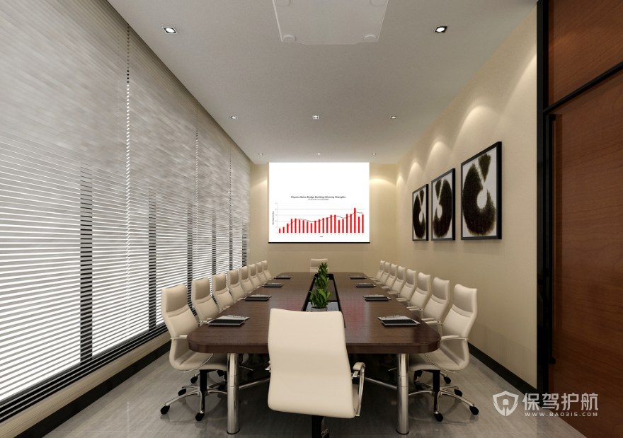 简约中式办公会议室装修效果图