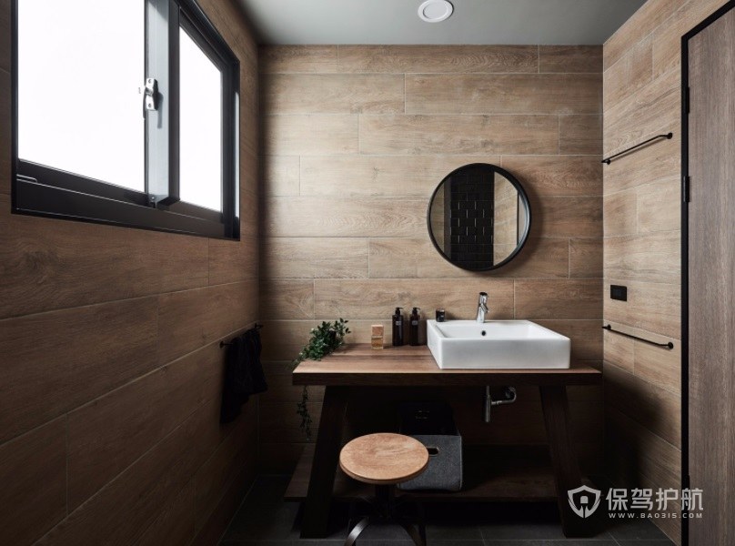 小户型日式复古风创意卫生间浴室柜装修效果图