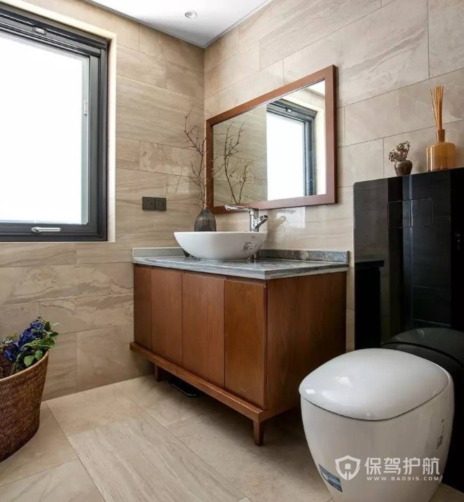 日式怀旧简约风卫生间浴室柜装修效果图