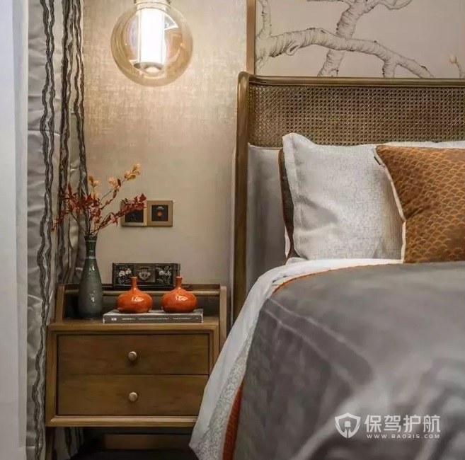 新中式文雅风卧室创意吊灯装修效果图