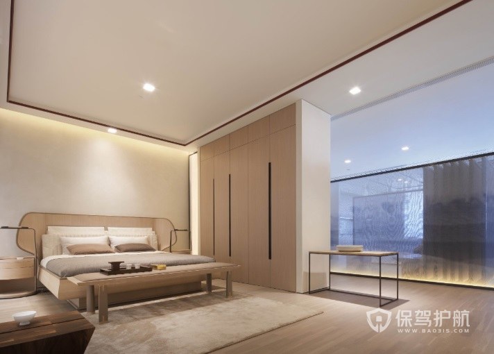 新中式简约风卧室米白色系装修效果图