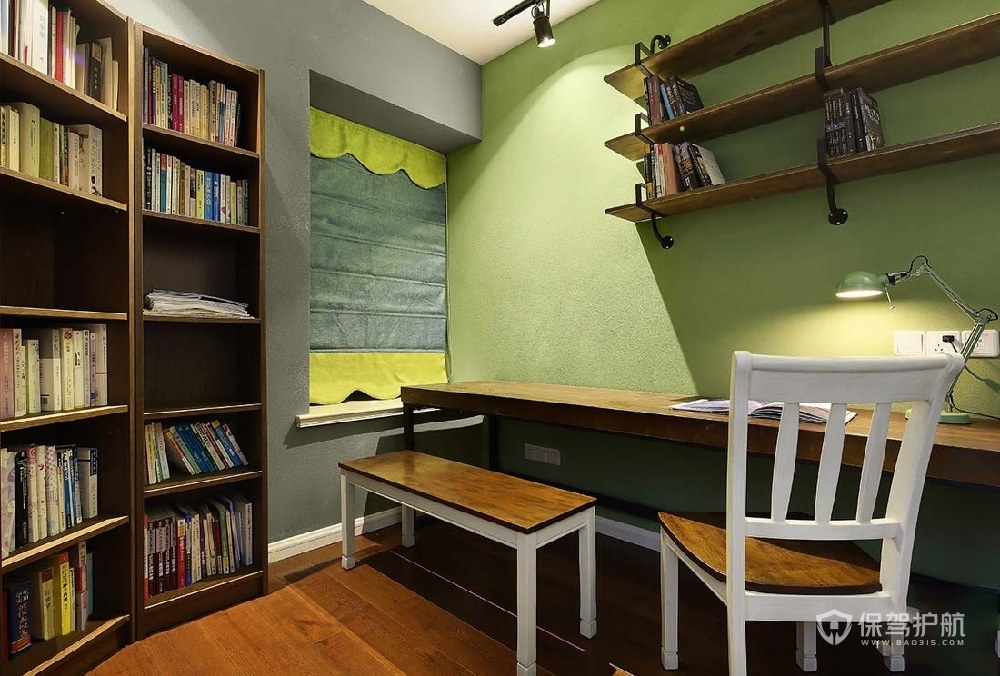 绿色美式二居室书房装修效果图